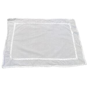 Vintage White Cotton Embroidered Placemats, Set of 7